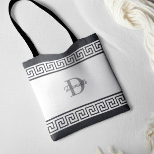 Bolso De Tela Dama de Honor Monograma Nombre Inicial Llave Grieg