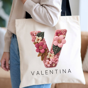 Bolso De Tela Dama de honor Novia de flor de monograma vintage
