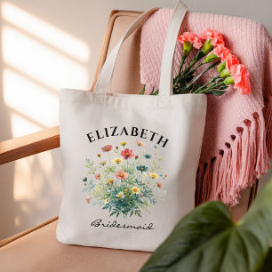 Bolso De Tela Dama de honor   Novia de flor silvestre acuarela p