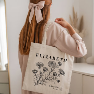 Bolso De Tela Dama de honor Rustico Floral Despedida de Soltera 