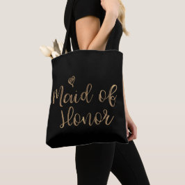 Bolso De Tela Dama de Honor Tipografía Moderna Minimalista Dorad
