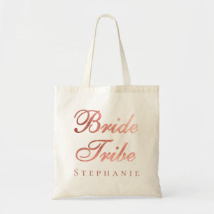 Bolso De Tela Dama de Honor Tribú Rosa Dorado Caligrafía Nombre