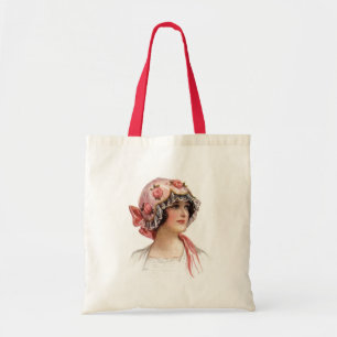 Bolso De Tela Dama de la Vintage en Bonnet florida de seda
