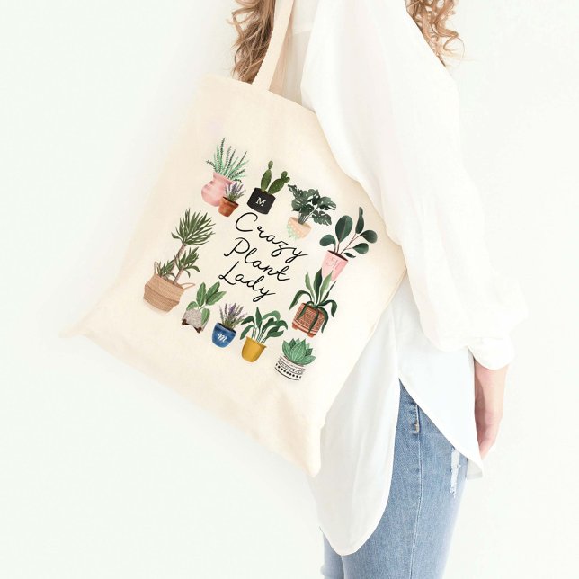 Bolso De Tela Dama de planta loca | Plantas de acuarela de Moda (Subido por el creador)