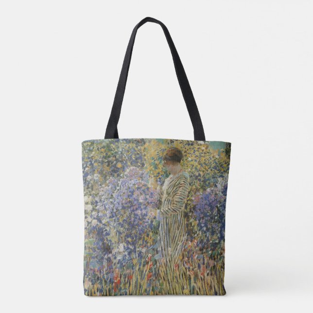 Bolso De Tela Dama en un jardín de Frederick Frieseke, Arte fino (Reverso)