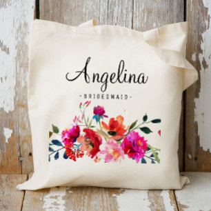 Bolso De Tela Damas de Honor con Floral Moderno Personalizado