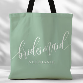 Bolso De Tela Damas de Honor Dusty Mint Letra Moderna