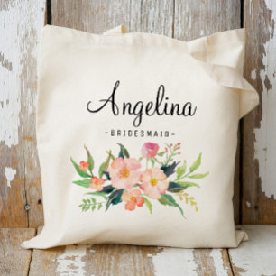 Bolso De Tela Damas de Honor Floral Chic Personalizado-3