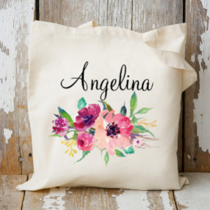 Bolso De Tela Damas de Honor Floral Moderno Personalizado-4