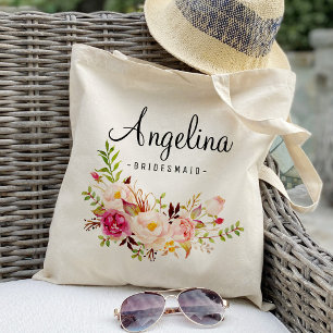 Bolso De Tela Damas de Honor Floral Rústico Personalizado-6