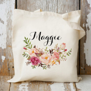 Bolso De Tela Damas de honor Floral Rústico Personalizado, Bienv