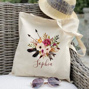 Bolso De Tela Damas de honor florales rústicas personalizadas