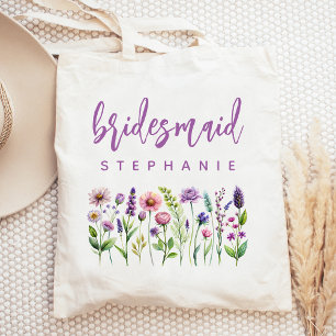 Bolso De Tela Damas de Honor Flores Silvestres Personalizadas Es