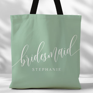 Bolso De Tela Damas de Honor Moderna Letra Dusty Mint