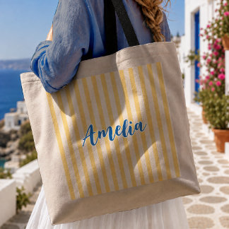 Bolso De Tela Damas de honor modernas con rayas amarillas para l