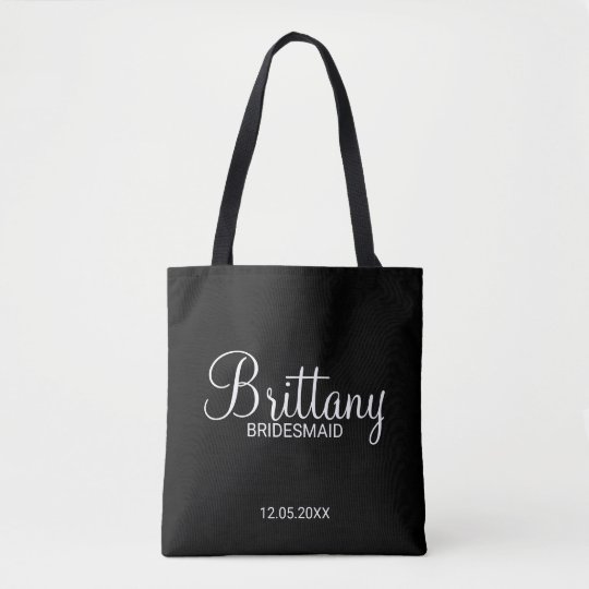 Bolso De Tela Damas de honor personalizadas blancos y negros