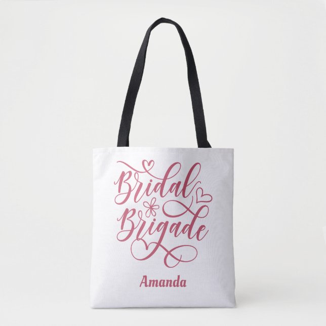 Bolso De Tela Damas de Honor Personalizadas Brigade Novia (Anverso)