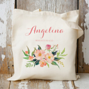 Bolso De Tela Damas de honor personalizadas florales