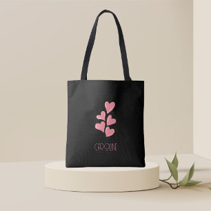 Bolso De Tela Damas elegante negro boho corazones lindos