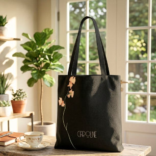 Bolso De Tela Damas Elegante Negro Floral  Boho Lindo 