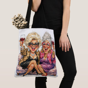 Bolso De Tela Damas Mayores Glamurosas Con Vino Tinto