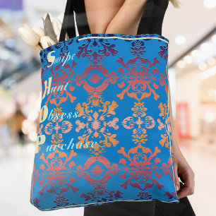 Bolso De Tela Damasco azul elegante