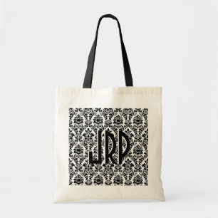 Bolso De Tela Damasco blanco y negro
