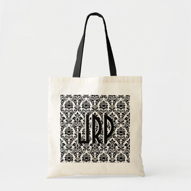 Bolso De Tela Damasco blanco y negro (Frente)