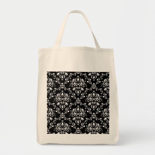 Bolso De Tela Damasco blanco y negro (Frente)