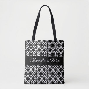 Bolso De Tela Damasco blanco y negro personalizado