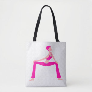 Bolso De Tela Damasco Blanco Y Tonos Rosa Y Piel Yoga Pose