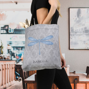 Bolso De Tela Damasco de la libélula azul