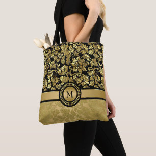 Bolso De Tela Damasco de oro monogramado
