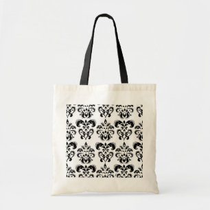 BOLSO DE TELA DAMASCO NEGRO Y BLANCO