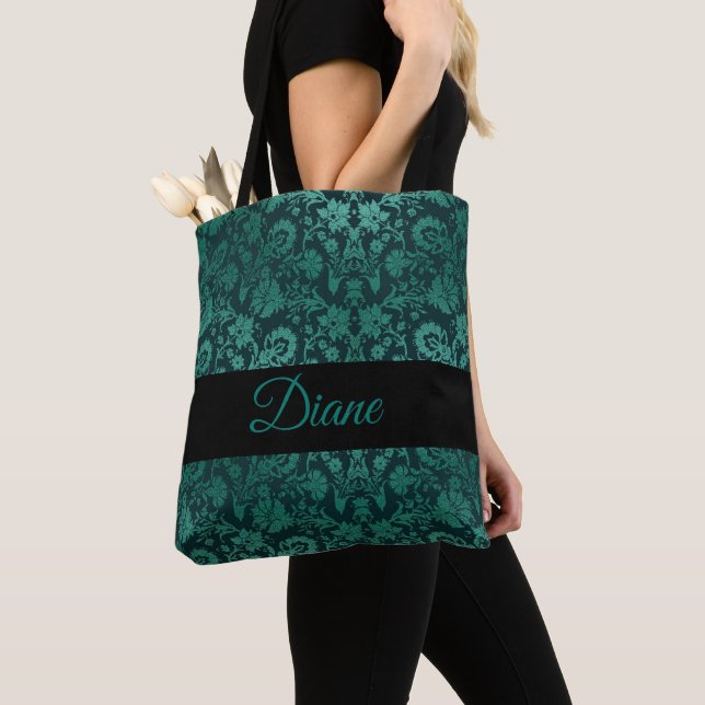 Bolso De Tela Damasco verde (Detalle)