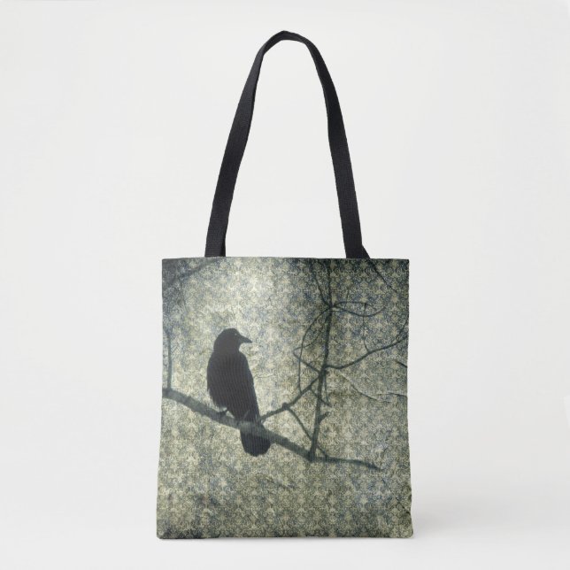Bolso De Tela Damasco Verde Antiguo Y Crow (Anverso)