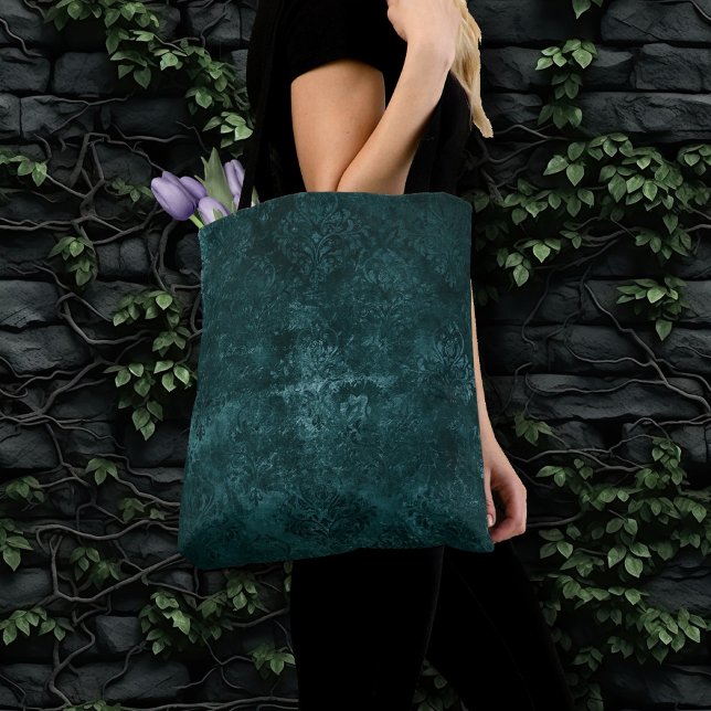 Bolso De Tela Damasco Verde azulado de Velvety | Barroco verde o (Subido por el creador)