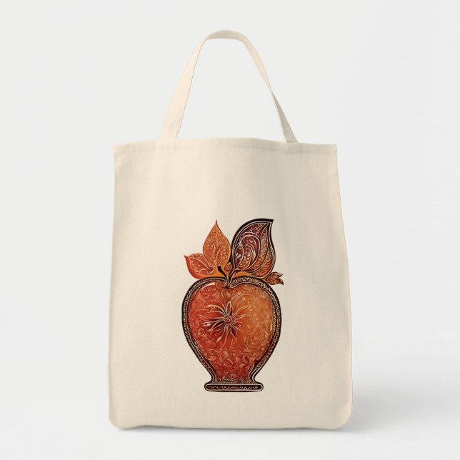 Bolso De Tela Dame un arte de IA Naranja (Frente)