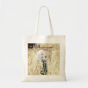 Bolso De Tela damero rústico de madera de grano daisy bridesmaid