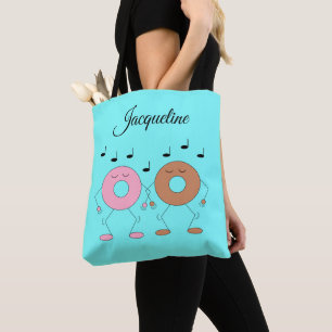 Bolso De Tela Dancing Donuts Pastel Blue