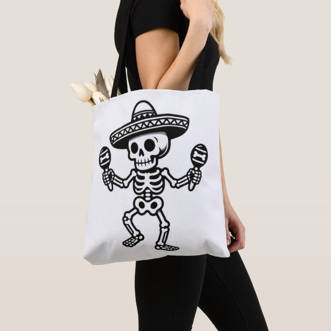 Bolso De Tela Dancing Mexican Skeleton (Detalle)
