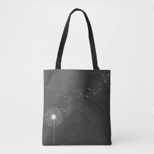 Bolso De Tela dandelia blanca sobre fondo de pizarra