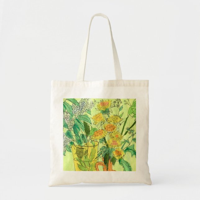 Bolso De Tela Dandelions Bird Cherry Summer Flowers Arte Floral (Frente)