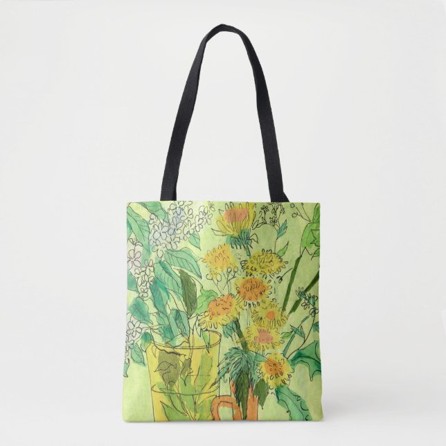 Bolso De Tela Dandelions Bird Cherry Summer Flowers Arte Floral (Anverso)