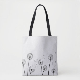 Bolso De Tela Dandelions Flowers Pappus Spores Gray
