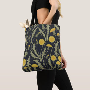 Bolso De Tela Dandelions, verde, amarillo y negro