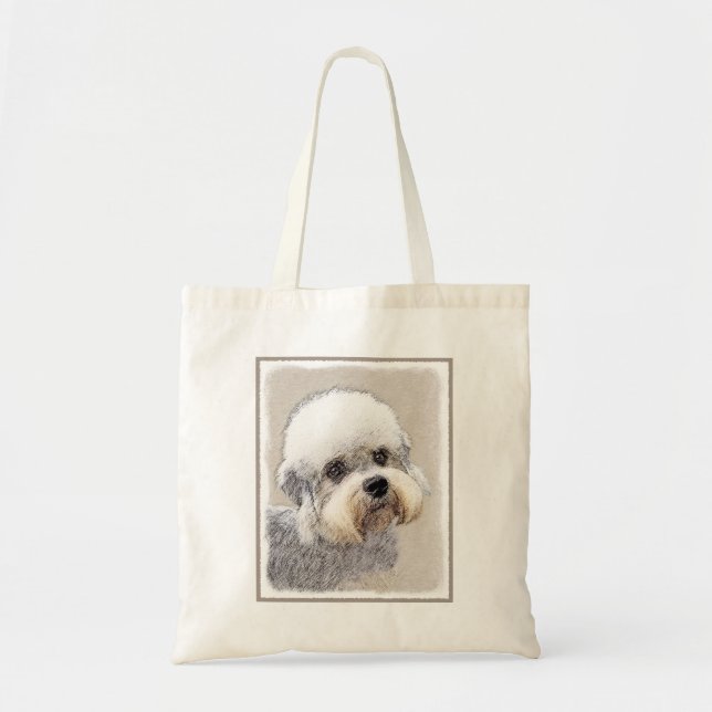 Bolso De Tela Dandie Dinmont Terrier Pintura Original De Perro (Frente)
