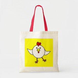 Bolso De Tela Danza linda del pollo - blanco y amarillo