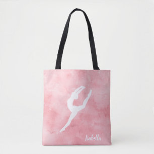 Bolso De Tela Danza rosada de encargo de la acuarela