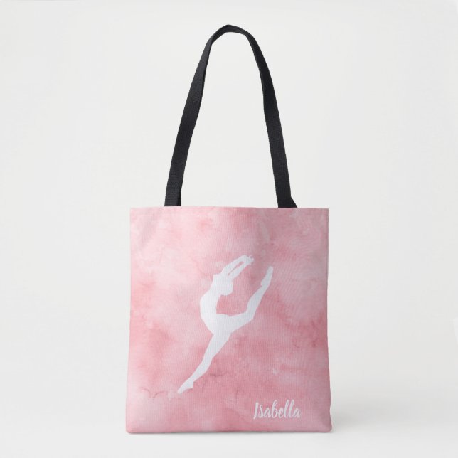 Bolso De Tela Danza rosada de encargo de la acuarela (Anverso)
